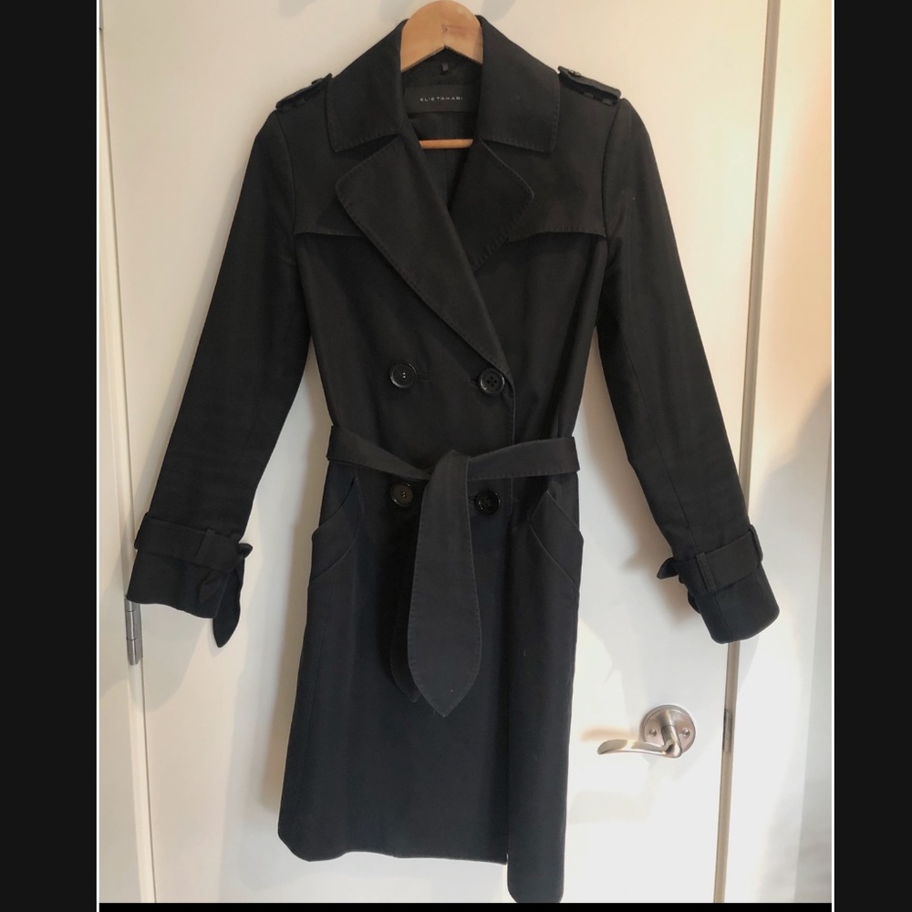 Elie Tahari Black Trench Coat
